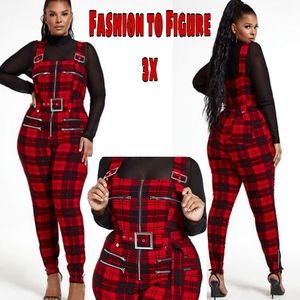 NIP 3X FTF Willow Plaid Fitted Overall